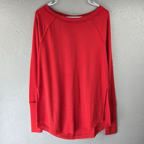 We The Free Thermal Shirt Size XS Orange Oversized Relaxed Fit Pull OVer Top - Picture 2 of 12